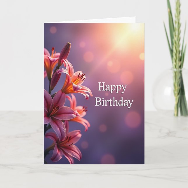 Carte d'anniversaire élégante à floraison de fuchs (Devant)
