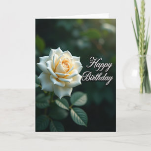Carte d'anniversaire élégante à la rose blanche