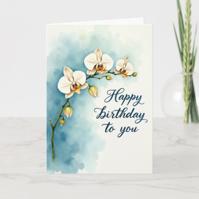 Carte d'anniversaire élégante à l'aquarelle avec o (Devant)