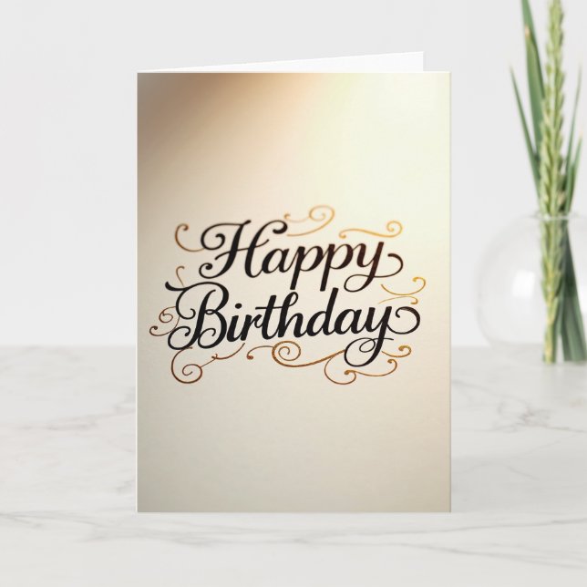 Carte d'anniversaire élégante à l'écriture dorée (Devant)