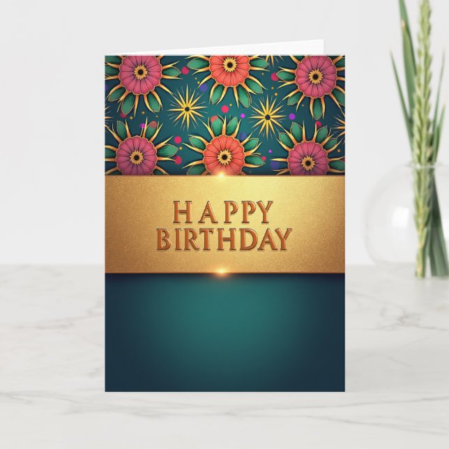 Carte d'anniversaire élégante à motif (Devant)