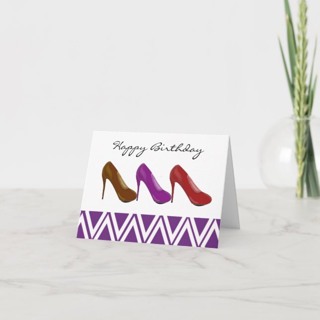 Carte d'anniversaire élégante à talons hauts (Devant)