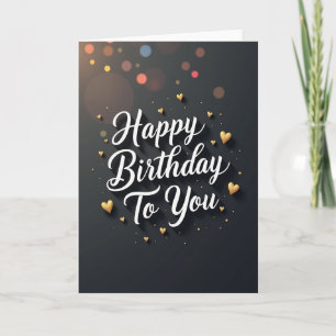 Carte d'anniversaire élégante aux cœurs dorés