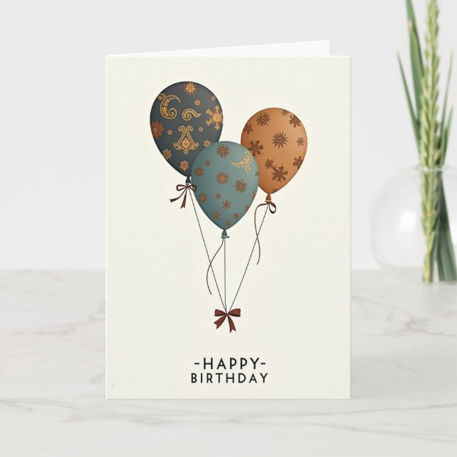 Carte d'anniversaire élégante avec ballon (Devant)