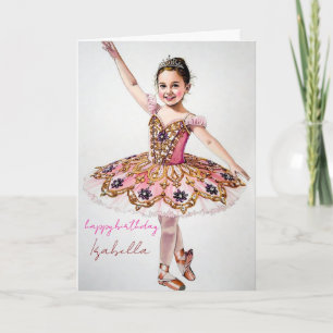 Carte d'anniversaire élégante de ballerine pour fi