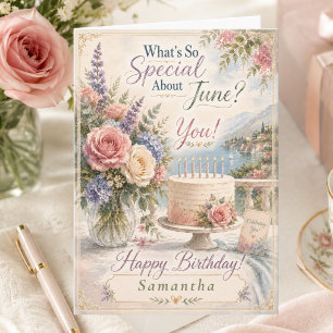 Carte d'anniversaire élégante de juin personnalisé