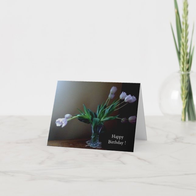 Carte d'anniversaire élégante de tulipe de lavande (Devant)