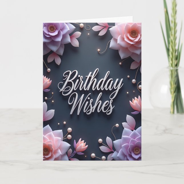 Carte d'anniversaire élégante en argent (Devant)