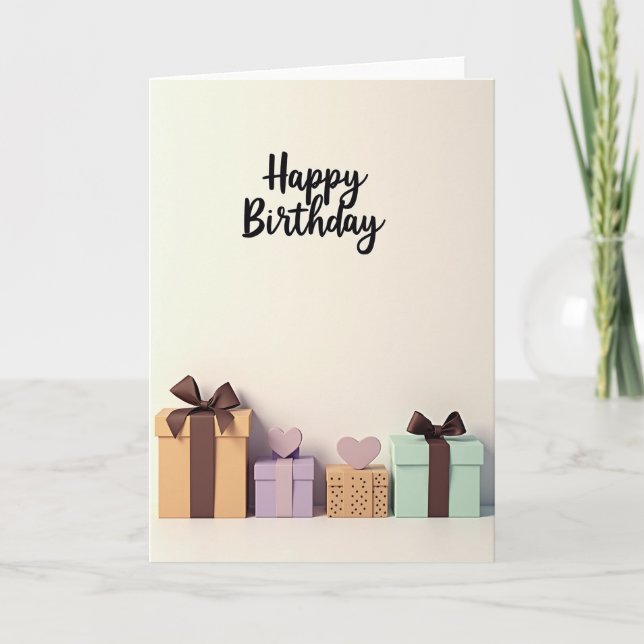 Carte d'anniversaire élégante en cursive (Devant)