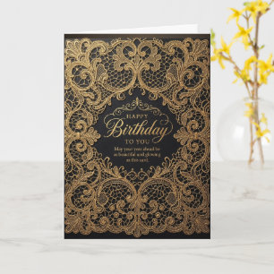 Carte d'anniversaire élégante en filigrane d'or no