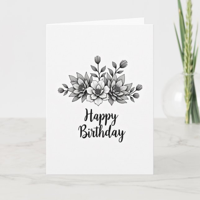 Carte d'anniversaire élégante en nuances de gris (Devant)