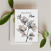 Carte d'anniversaire élégante Magnolia pour maman
