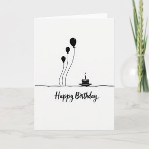 Carte d'anniversaire élégante noir et blanc