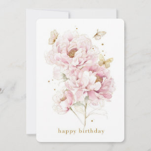 Carte d'anniversaire Élégante Pivoine