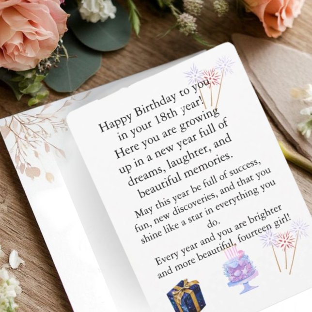 Carte d'anniversaire élégante pour elle 18Message  (Créateur téléchargé)