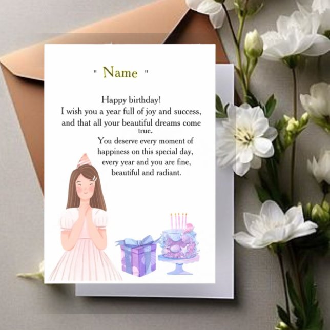 Carte d'anniversaire élégante pour elle – Message  (Créateur téléchargé)
