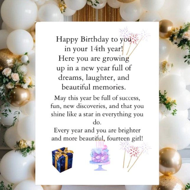 Carte d'anniversaire élégante pour elle – Message  (Créateur téléchargé)