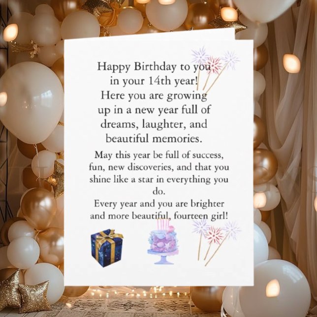 Carte d'anniversaire élégante pour elle – Message  (Créateur téléchargé)