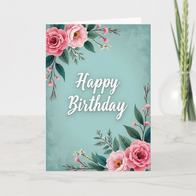 Carte d'anniversaire élégante sarcelle (Devant)