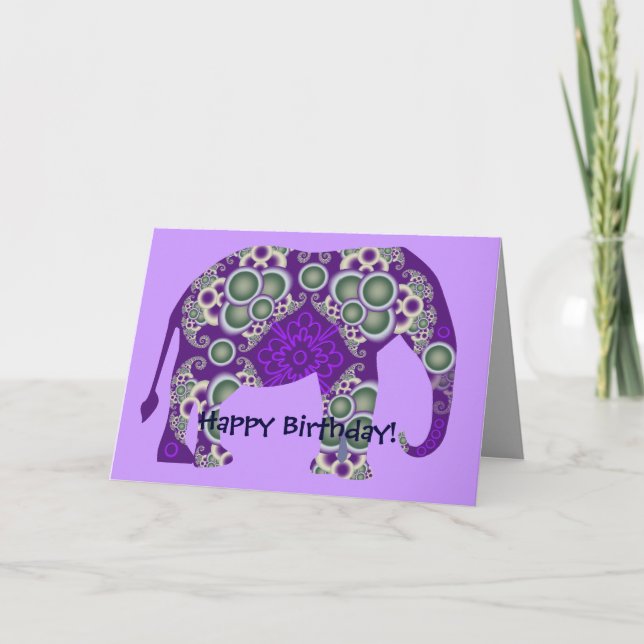 Carte d'anniversaire éléphant (Devant)