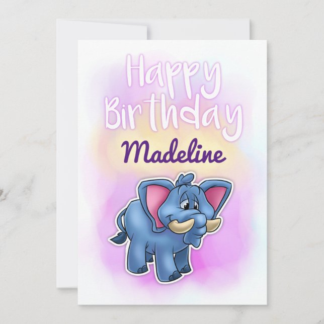Carte d'anniversaire éléphant (Devant)