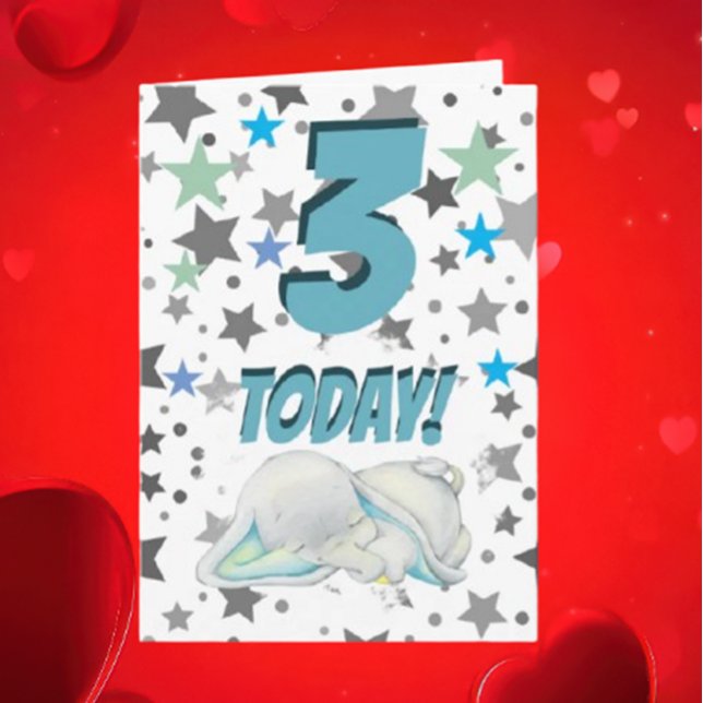 Carte d'anniversaire éléphant bleu (Hey there Birthday Superstar!)