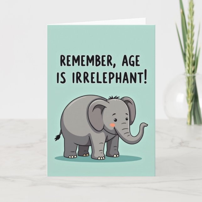 Carte d'anniversaire éléphant gris (Devant)