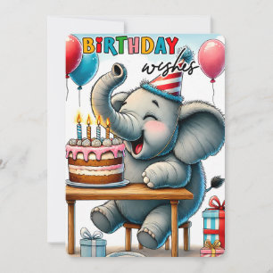 Carte d'anniversaire éléphant mignon