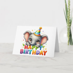 Carte d'anniversaire éléphant mignon 