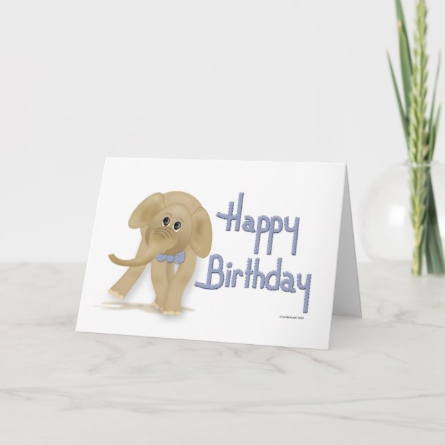 Carte d'anniversaire éléphante heureuse (Devant)