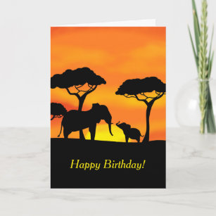 Carte d'anniversaire éléphante heureuse