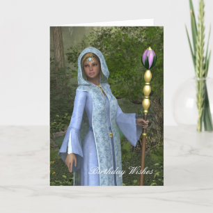 Carte d'anniversaire Elven Maiden en bleu