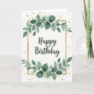 Carte d'anniversaire émeraude dorée