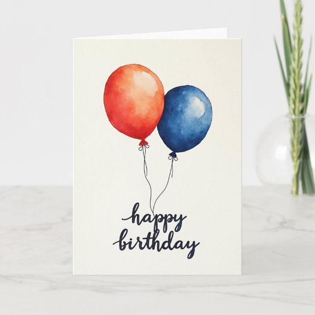 Carte d'anniversaire en bleu corail (Devant)