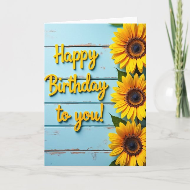 Carte d'anniversaire en bois bleu (Devant)