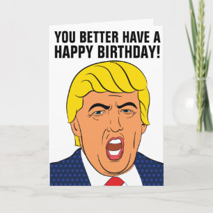 CARTE D'ANNIVERSAIRE EN BOIS DE DONALD TRUMP