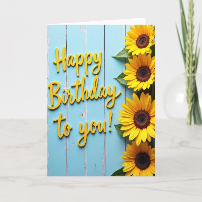 Carte d'anniversaire en bois ensoleillée (Devant)