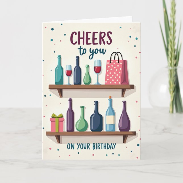 Carte d'anniversaire en bois joyeuse (Devant)