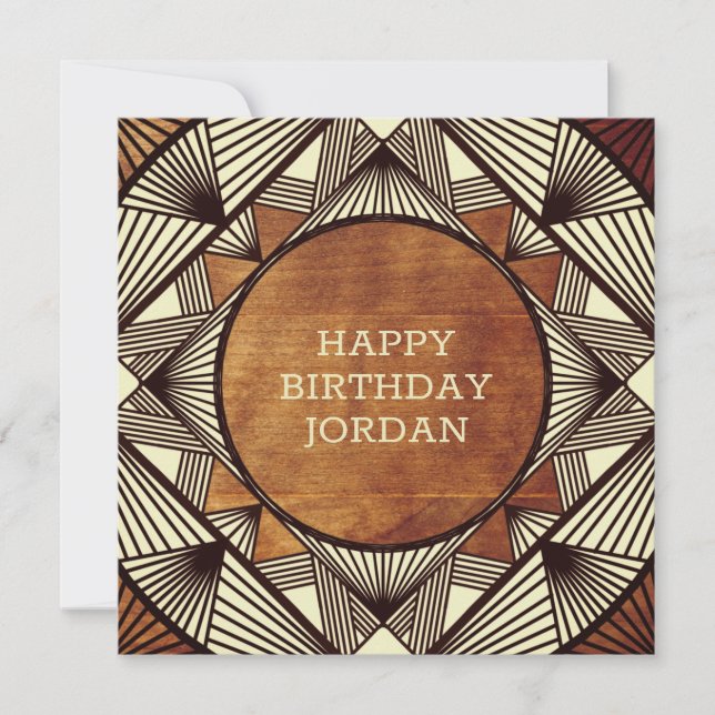 Carte d'anniversaire en bois moderne (Devant)