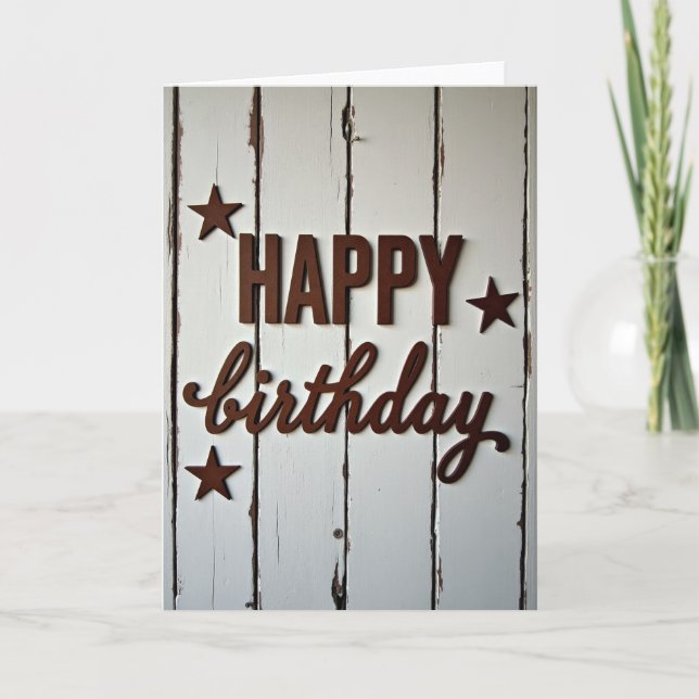 Carte d'anniversaire en bois rustique (Devant)
