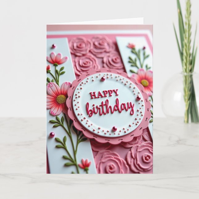 Carte d'anniversaire en couches d'art (Devant)