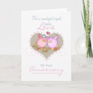 Carte d'anniversaire en couple avec Inséparables -