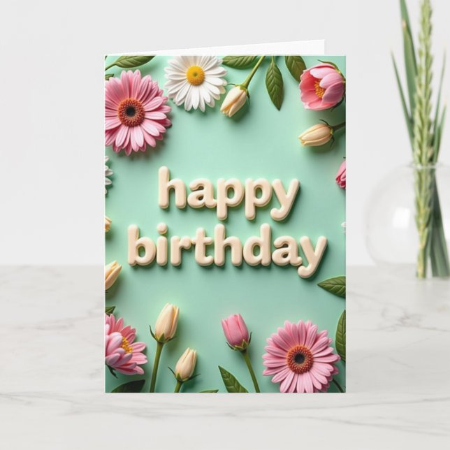 Carte d'anniversaire en crème sculptée (Devant)