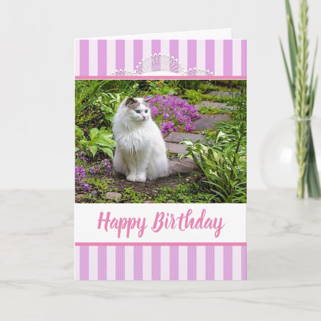 Carte d'anniversaire en dentelle rose avec photogr (Devant)