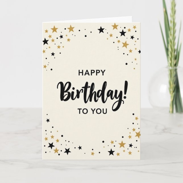 Carte d'anniversaire en écriture dorée Jubilant (Devant)