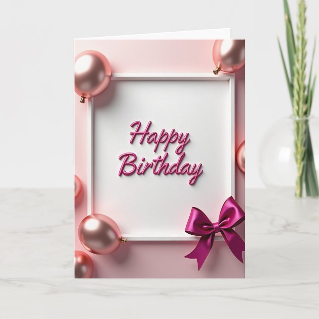 Carte d'anniversaire en écriture fuchsia (Devant)