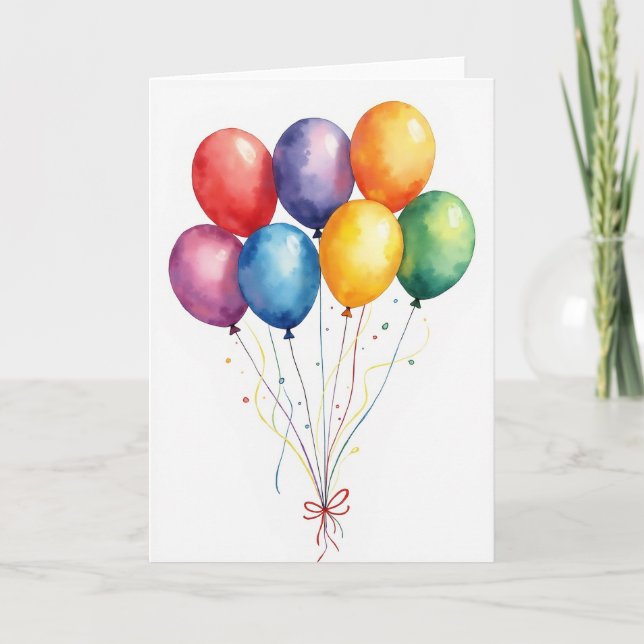 Carte d'anniversaire en forme de ballon en art (Devant)