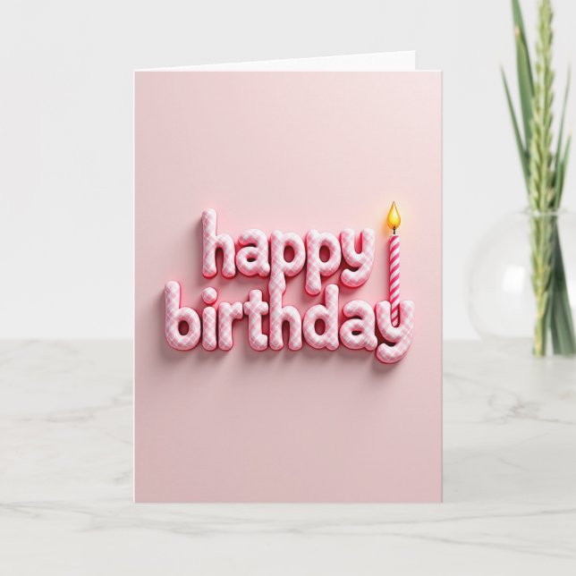 Carte d'anniversaire en gingham doux (Devant)