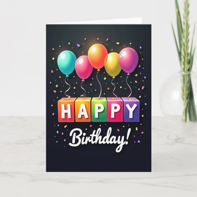 Carte d'anniversaire en lettres majuscules (Devant)