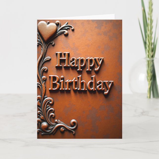 Carte d'anniversaire en métal embossé (Devant)